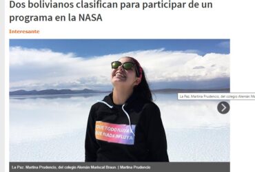 «Alumna de la Promo clasifica para participar en un programa de la NASA «