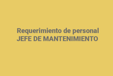 Requerimiento – Jefe de Mantenimiento